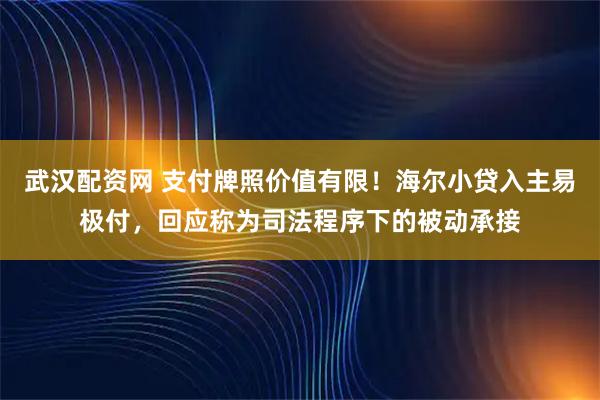 武汉配资网 支付牌照价值有限！海尔小贷入主易极付，回应称为司法程序下的被动承接