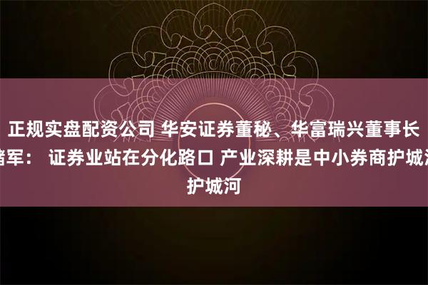 正规实盘配资公司 华安证券董秘、华富瑞兴董事长储军： 证券业站在分化路口 产业深耕是中小券商护城河